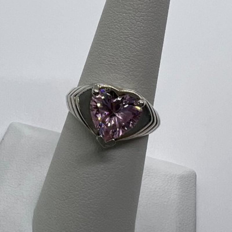 925 Sterling Silver Pink CZ 