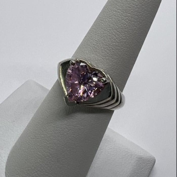 925 Sterling Silver Pink CZ 