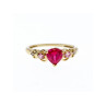 10K YELLOW GOLD STS RUBY SPINEL & DIAMOND HEART RING SIZE 7