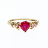10K Yellow Gold STS Ruby Spinel & Diamond Heart Ring Size 7
