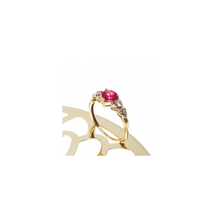 10K YELLOW GOLD STS RUBY SPINEL & DIAMOND HEART RING SIZE 7