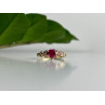 10K YELLOW GOLD STS RUBY SPINEL & DIAMOND HEART RING SIZE 7