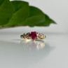 10K Yellow Gold STS Ruby Spinel & Diamond Heart Ring Size 7