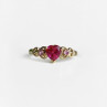 10K Yellow Gold STS Ruby Spinel & Diamond Heart Ring Size 7