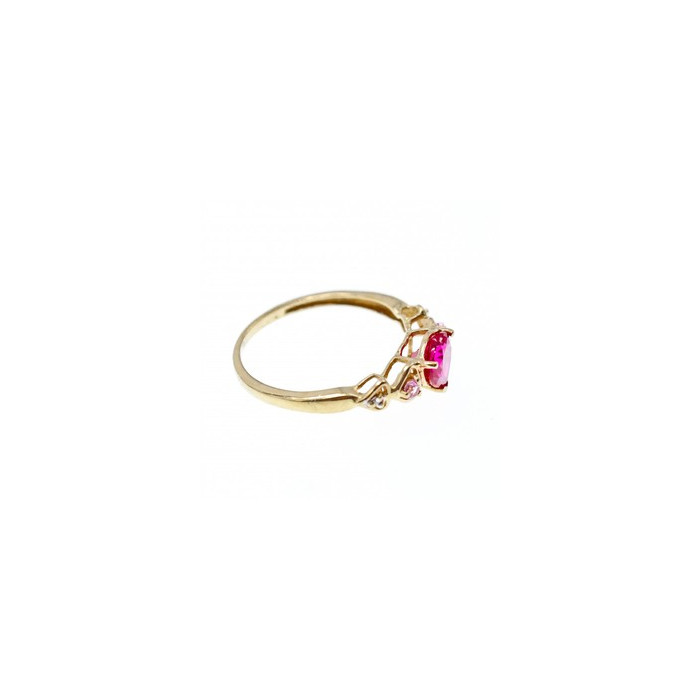 10K YELLOW GOLD STS RUBY SPINEL & DIAMOND HEART RING SIZE 7