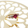 10K Yellow Gold STS Ruby Spinel & Diamond Heart Ring Size 7