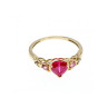 10K YELLOW GOLD STS RUBY SPINEL & DIAMOND HEART RING SIZE 7