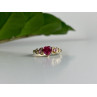 10K YELLOW GOLD STS RUBY SPINEL & DIAMOND HEART RING SIZE 7