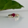 10K Yellow Gold STS Ruby Spinel & Diamond Heart Ring Size 7