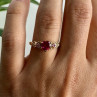10K Yellow Gold STS Ruby Spinel & Diamond Heart Ring Size 7
