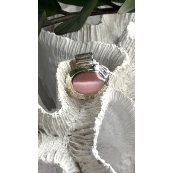 925 Sterling Silver Pink Cat's Eye Quartz Pendant