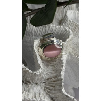 925 Sterling Silver Pink Cat's Eye Quartz Pendant
