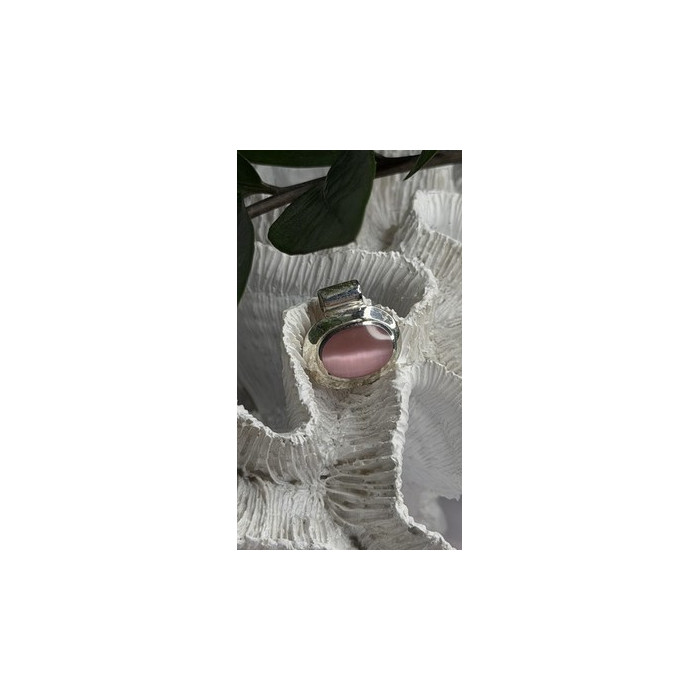 925 Sterling Silver Pink Cat's Eye Quartz Pendant