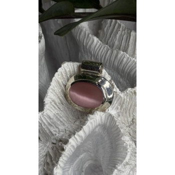 925 Sterling Silver Pink Cat's Eye Quartz Pendant