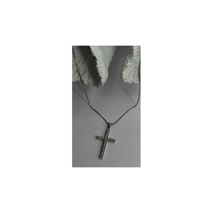 925 Sterling Silver Diamonds Cross Necklace