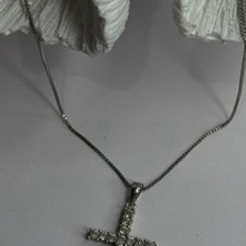925 Sterling Silver Diamonds Cross Necklace