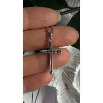 925 Sterling Silver Diamonds Cross Necklace
