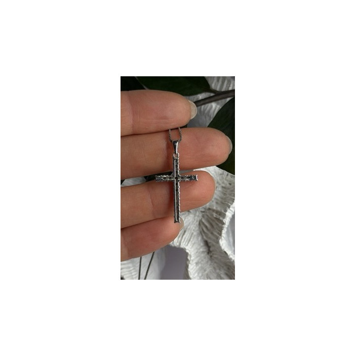 925 Sterling Silver Diamonds Cross Necklace