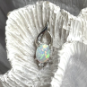 Tiny Beautiful 925 Sterling Silver Opal & Clear Topaz Stones Pendant