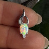Tiny Beautiful 925 Sterling Silver Opal & Clear Topaz Stones Pendant