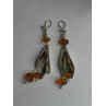 Vintage Unique Design Dangle 925 Sterling Silver Amber Earrings