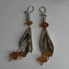 Vintage Unique Design Dangle 925 Sterling Silver Amber Earrings