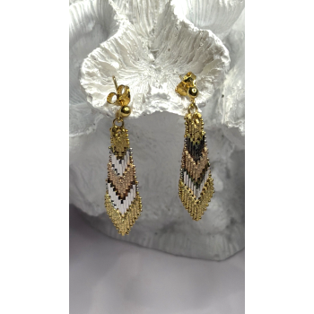 Tricolor Dangle Italy 925 Sterling Silver Gold Plated Earrings