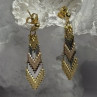 Tricolor Dangle Italy 925 Sterling Silver Gold Plated Earrings