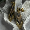 Tricolor Dangle Italy 925 Sterling Silver Gold Plated Earrings
