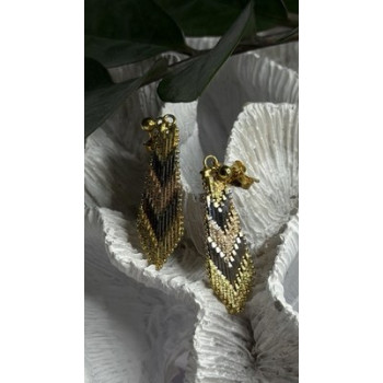 Tricolor Dangle Italy 925 Sterling Silver Gold Plated Earrings