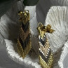 Tricolor Dangle Italy 925 Sterling Silver Gold Plated Earrings