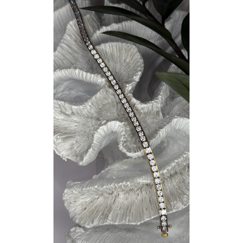 Shiny 925 Sterling Silver Gold Plated Cz Bracelet 7.5