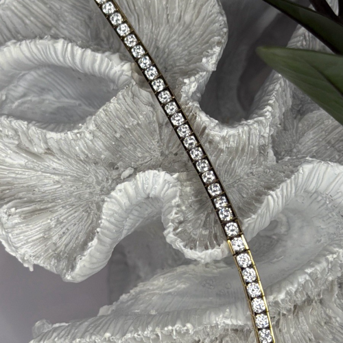 Shiny 925 Sterling Silver Gold Plated Cz Bracelet 7.5