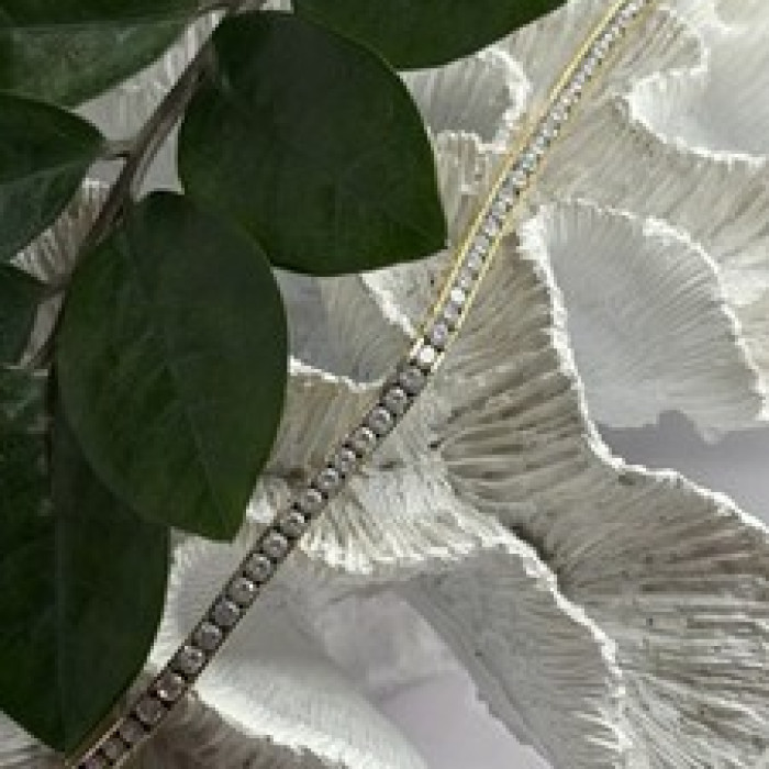 Shiny 925 Sterling Silver Gold Plated Cz Bracelet 7.5