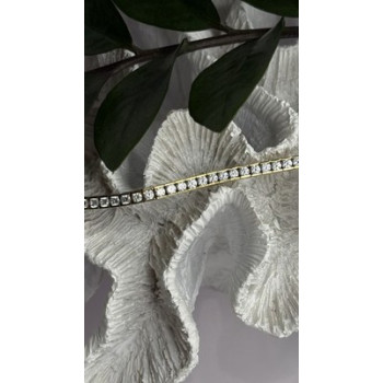 Shiny 925 Sterling Silver Gold Plated Cz Bracelet 7.5
