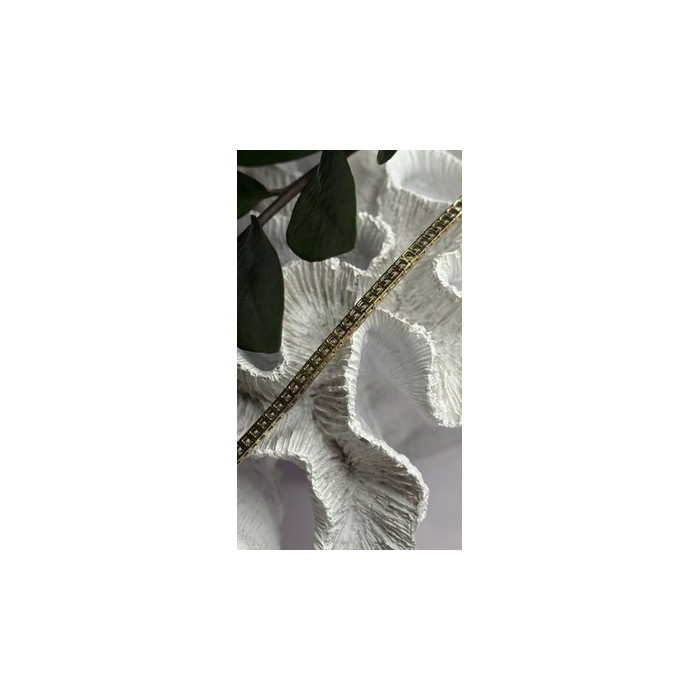 Shiny 925 Sterling Silver Gold Plated Cz Bracelet 7.5