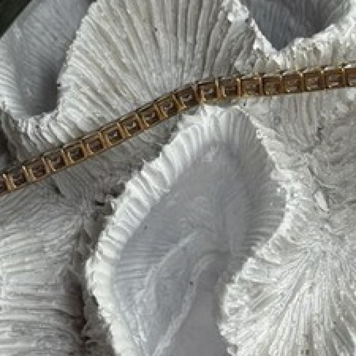 Shiny 925 Sterling Silver Gold Plated Cz Bracelet 7.5