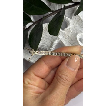 Shiny 925 Sterling Silver Gold Plated Cz Bracelet 7.5