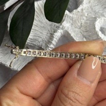 Shiny 925 Sterling Silver Gold Plated Cz Bracelet 7.5