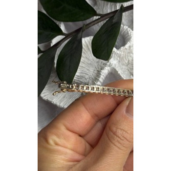 Shiny 925 Sterling Silver Gold Plated Cz Bracelet 7.5