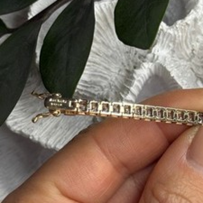 Shiny 925 Sterling Silver Gold Plated Cz Bracelet 7.5