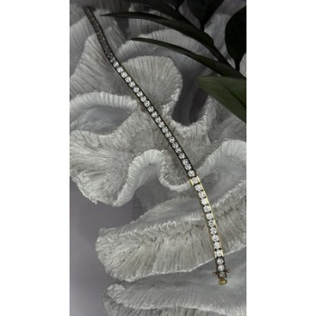 Shiny 925 Sterling Silver Gold Plated Cz Bracelet 7.5