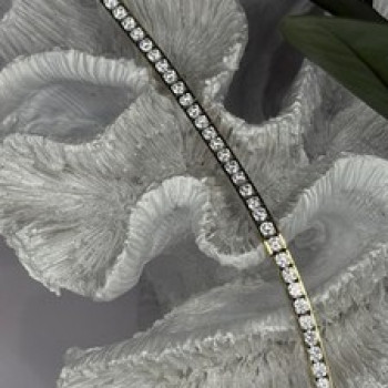 Shiny 925 Sterling Silver Gold Plated Cz Bracelet 7.5