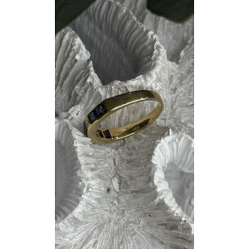 14K Yellow Gold Sapphire 0.33 CTW & Diamond 0.02 CTW Band Ring Size 6