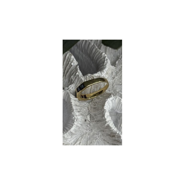 14K Yellow Gold Sapphire 0.33 CTW & Diamond 0.02 CTW Band Ring Size 6
