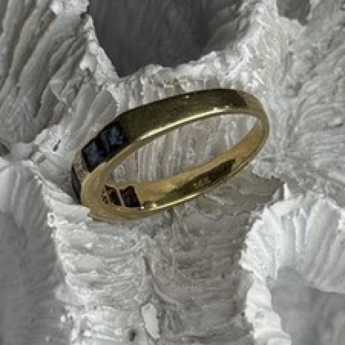 14K Yellow Gold Sapphire 0.33 CTW & Diamond 0.02 CTW Band Ring Size 6