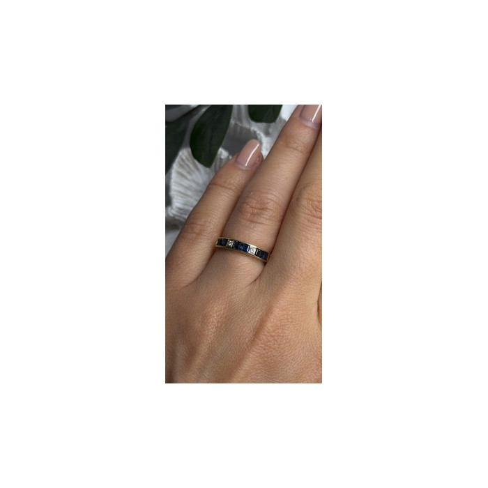 14K Yellow Gold Sapphire 0.33 CTW & Diamond 0.02 CTW Band Ring Size 6