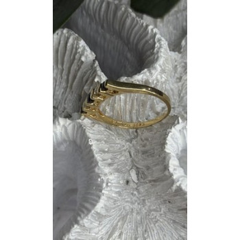 14K 585 Yellow Gold Sapphire 0.18 CTW & Diamond 0.10 CTW Ring Size 6
