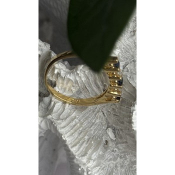 14K 585 Yellow Gold Sapphire 0.18 CTW & Diamond 0.10 CTW Ring Size 6