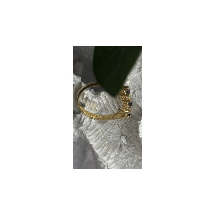 14K 585 Yellow Gold Sapphire 0.18 CTW & Diamond 0.10 CTW Ring Size 6